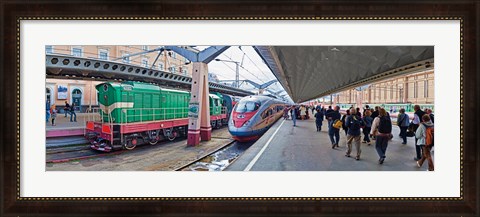 Framed Bullet train at a railroad station, St. Petersburg, Russia Print