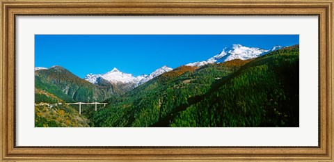 Framed Bridge at Simplon Pass road in autumn, Valais Canton, Switzerland Print