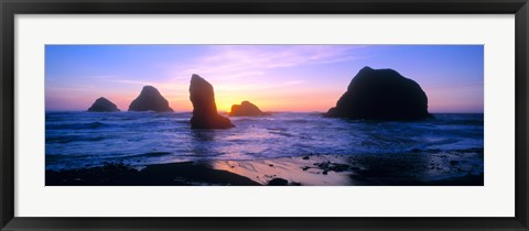 Framed Rock formations in the Pacific Ocean, Oregon Coast, Oregon, USA Print