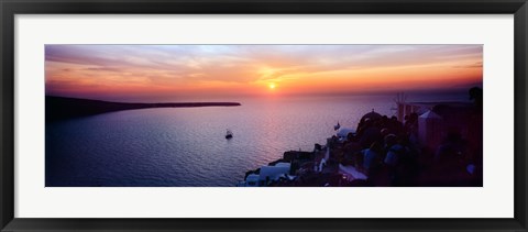 Framed Town at sunset, Santorini, Cyclades Islands, Greece Print