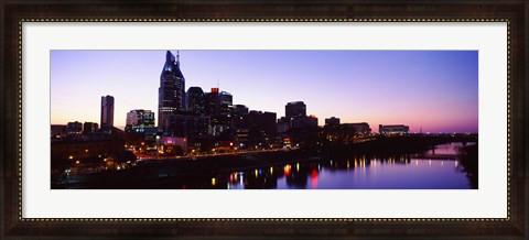 Framed Skylines at dusk along Cumberland River, Nashville, Tennessee, USA 2013 Print
