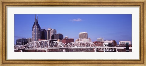Framed Shelby Street Bridge with downtown skyline in background, Nashville, Tennessee, USA 2013 Print