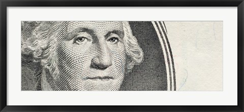 Framed Details of George Washington&#39;s image on the US dollar bill Print