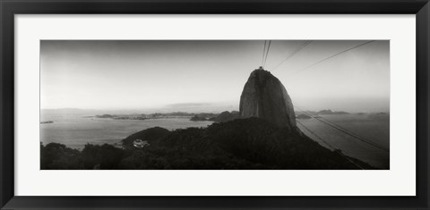 Framed Sugarloaf Mountain at sunset, Rio de Janeiro, Brazil (black and white) Print