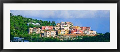 Framed Villas on a hill, Cruz Bay, St. John, US Virgin Islands Print