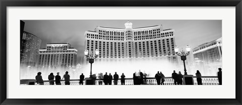 Framed Bellagio Resort And Casino Lit Up At Night, Las Vegas (black &amp; white) Print