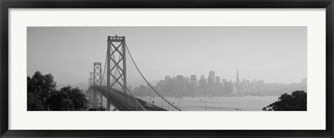 Framed San Francisco Skyline with Bay Bridge (black &amp; white) Print