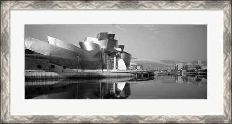 Framed Reflection of a museum on water, Guggenheim Museum, Bilbao, Spain Print