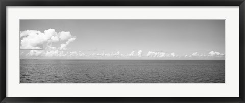 Framed Panoramic view of the ocean, Atlantic Ocean, Bermuda (black and white) Print