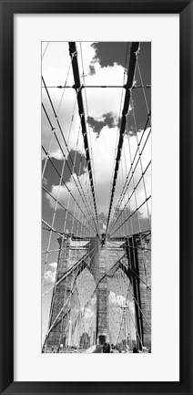 Framed Brooklyn Bridge, Manhattan, New York City (black and white, vertical) Print