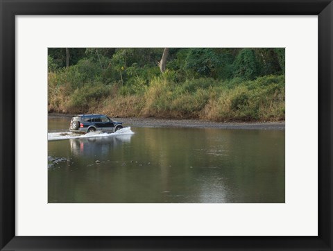 Framed Sports utility vehicle crossing a river, Ora River, Playa Carrillo, Guanacaste, Costa Rica Print