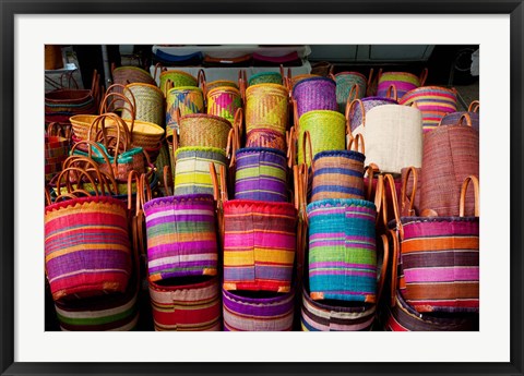 Framed Baskets for sale in a market, Lourmarin, Vaucluse, Provence-Alpes-Cote d&#39;Azur, France Print