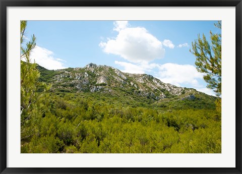 Framed Low angle view of mountains, Alpilles, D25, Eyguieres, Bouches-Du-Rhone, Provence-Alpes-Cote d&#39;Azur, France Print