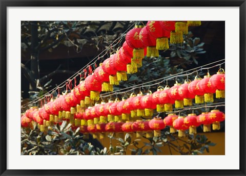 Framed Red lanterns at a temple, Jade Buddha Temple, Shanghai, China Print