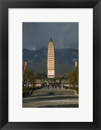 Framed Tourists at the Three Pagodas, Old Town, Dali, Yunnan Province, China Print
