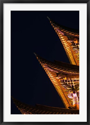 Framed Architectural detail of Wuhua Building, Wenxian Lu, Old Town, Dali, Yunnan Province, China Print