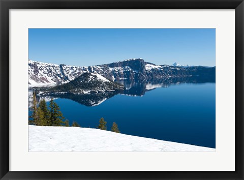 Framed Lake in winter, Crater Lake, Crater Lake National Park, Oregon Print
