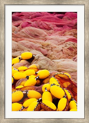Framed Commercial Fishing Nets with Floats, Port-Vendres, Vermillion Coast, Pyrennes-Orientales, Languedoc-Roussillon, France Print