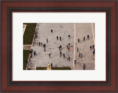 Framed Aerial view of tourists viewed from Notre Dame Cathedral, Paris, Ile-de-France, France Print