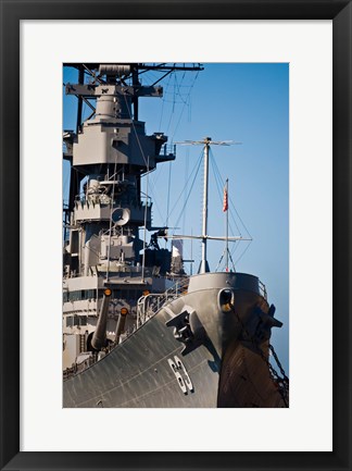 Framed Close UP of USS Missouri, Pearl Harbor, Honolulu, Oahu, Hawaii Print