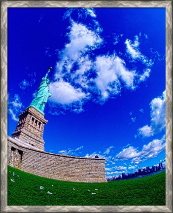 Framed Low angle view of a statue, Statue Of Liberty, Manhattan, Liberty Island, New York City, New York State, USA Print
