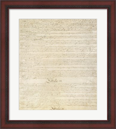 Framed Constitution of the United States I III Print