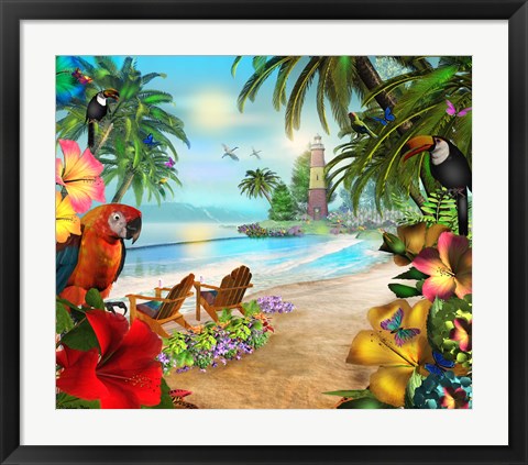 Framed Island Of Palms Print