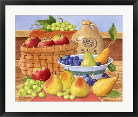 Framed Apples, Grapes &amp; Pears Print