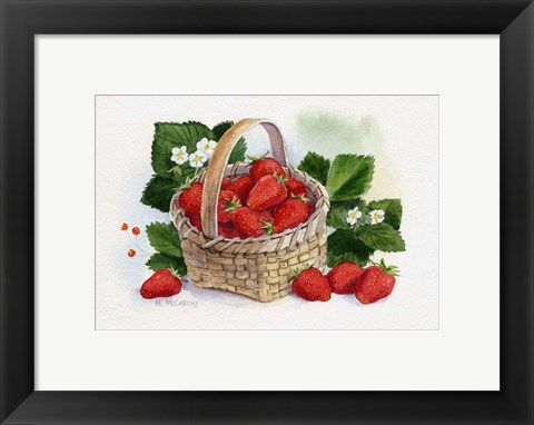 Framed Basket Of Strawberries Print