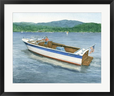 Framed Chris Craft On The Lake Print