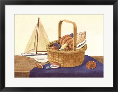 Framed Nantucket Basket &amp; Shells Print
