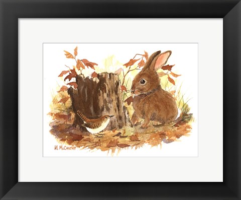 Framed Wren &amp; Bunny Print