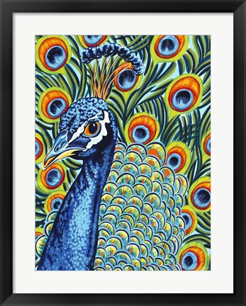 Framed Plumed Peacock I Print
