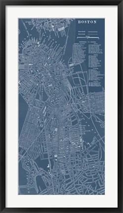 Framed Graphic Map of Boston Print