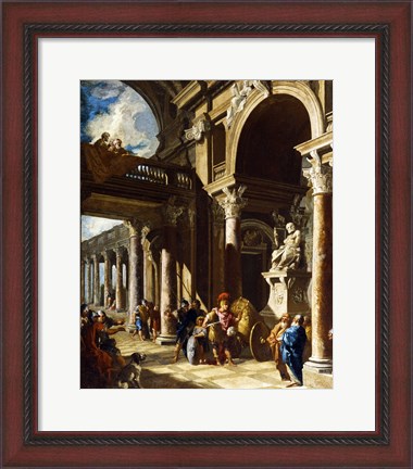 Framed Alexander the Great Cutting the Gordian Knot Print