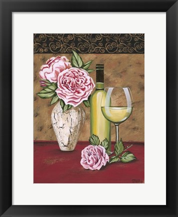 Framed Vintage Flowers &amp; Wine II Print