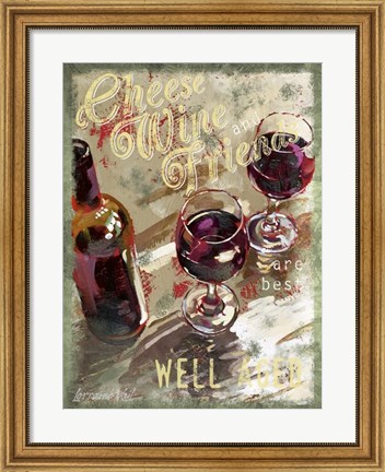 Framed Cheese, Wine and Friends Print