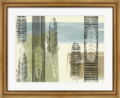 Framed Stamped Feathers II Print