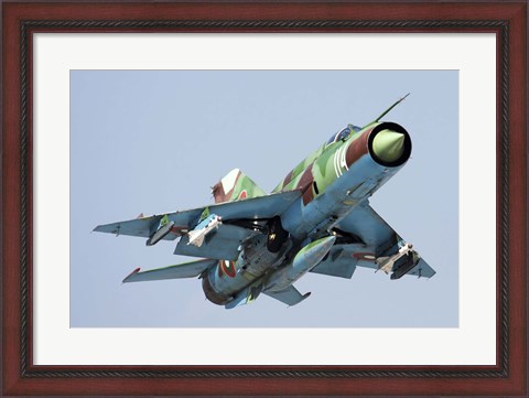 Framed MiG-21bis taking off armed with AA-8 Aphid air-to-air missiles Print