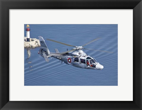 Framed Bulgarian Navy Eurocopter AS-565MB Panther over Black Sea Print