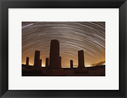 Framed Star trails above the Private Palace of Cyrus the Great, Pasargad, Iran Print