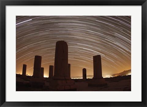 Framed Star trails above the Private Palace of Cyrus the Great, Pasargad, Iran Print