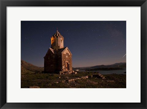 Framed Starry night sky above Dzordza church, Iran Print