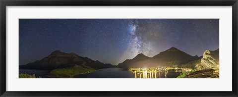 Framed Panorama of Waterton Lakes National Park overlooking the townsite Print