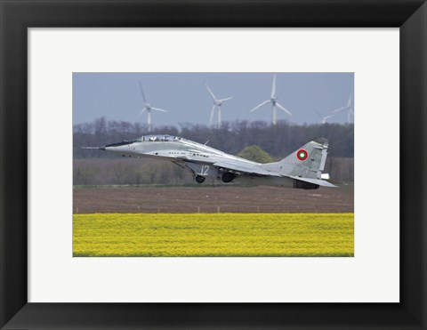 Framed Bulgarian Air Force MiG-29UB aircraft taking off Print