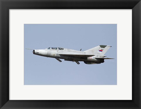 Framed Serbian Air Force MiG-21UM jet fighter Print