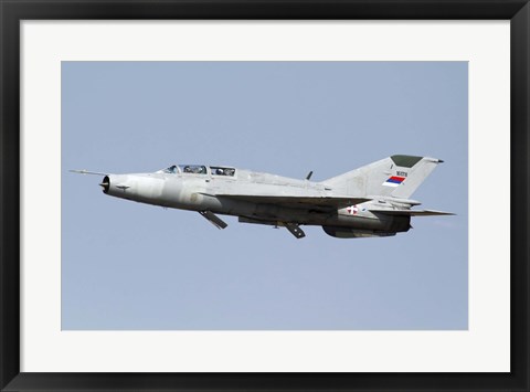 Framed Serbian Air Force MiG-21UM jet fighter Print