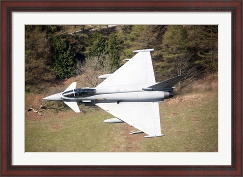 Framed Eurofighter Typhoon F2 aircraft of the Royal Air Force low flying over North Wales Print