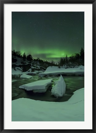 Framed Aurora Borealis, Tennevik River, Troms, Norway Print