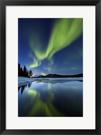 Framed Aurora Borealis over Sandvannet Lake in Troms County, Norway Print